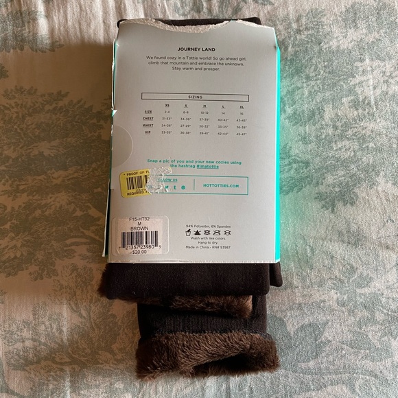 NWT Hottotties Brown Leggings, Velvet/Teddy Bear Inside - Picture 5 of 7